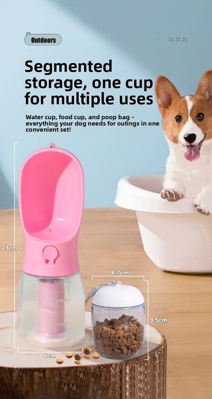 Portable 3-in-1 Pet Water and Food Bottle