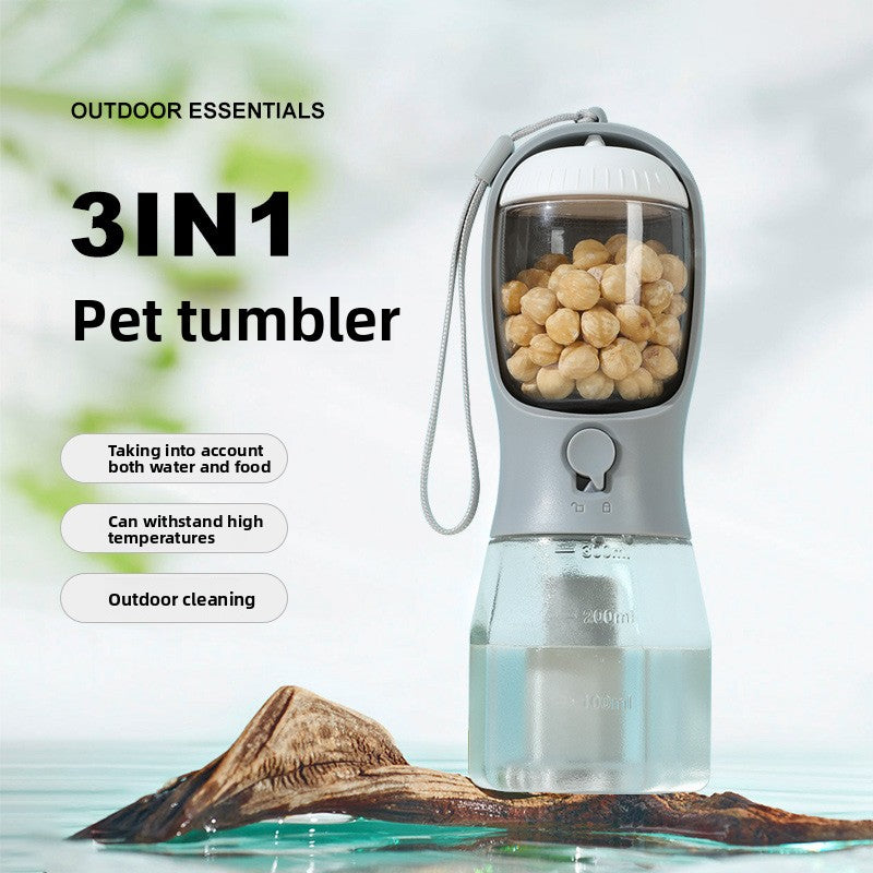 Portable 3-in-1 Pet Water and Food Bottle